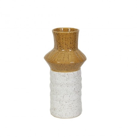 Jarra Ceramica Cálice Branco e Mostarda 0.41m altura